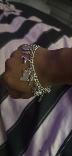Silver Charm Bracelet W Charms