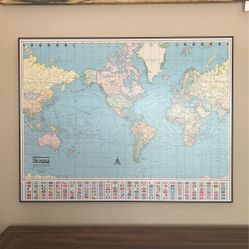 Large Framed Map Of The World