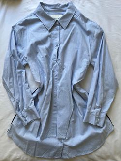 Zara Blue Cotton Front Shirt Dress