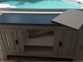 Blue and beige cabinet