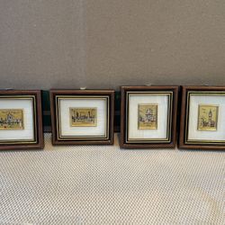 4 Lambert Of London Mini Pictures On 23kt Gold Leaf St Paul’s cath, Houses Of Parl, West Abbey, Big Ben