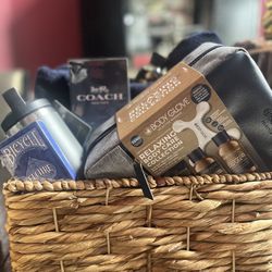 Just in time for Father’s Day coat blue gift basket