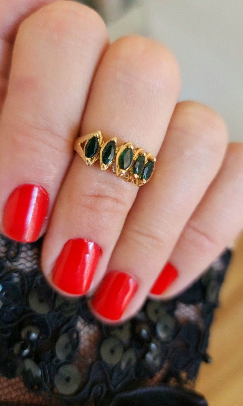 14 K Gold Ring With Emeralds