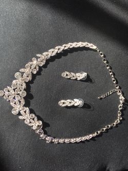 Diamond necklace and earrings