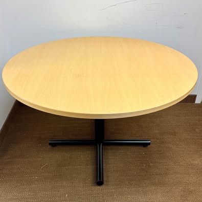 Indiana furniture dining table kitchenette, office table, crafting table. 47” Round, metal base.