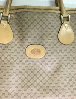 GUCCI GG Authentic Vintage Micro Monogram Beige Large Tote 