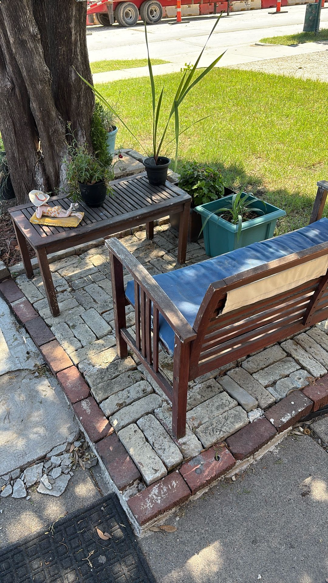 Bench and table