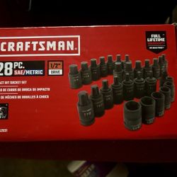 1/2 In Impact Socket Bits,28 Piece Set Metric, 12 Mm. To  24 Mm..