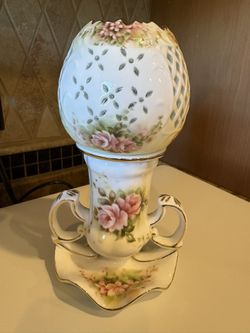 Vintage Cracker Barrel Porcelain Oil Lamp
