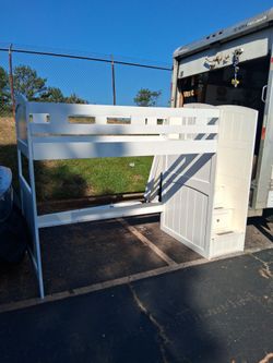 White Wood Bunk Bed with Storage Stairs