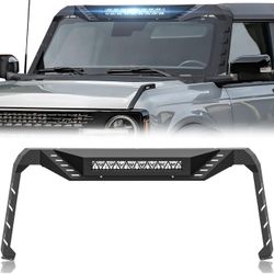 for Bronco Madmax Windshield Frame Cover with LED Light Bar Insert Front Roof Sun Visor Cowl Body Armor Compatible with 2021 2022 2023 2024 2025 Ford 
