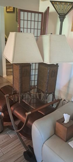 A DEAL! Pair Stylish Bamboo Lamps Priced For Both