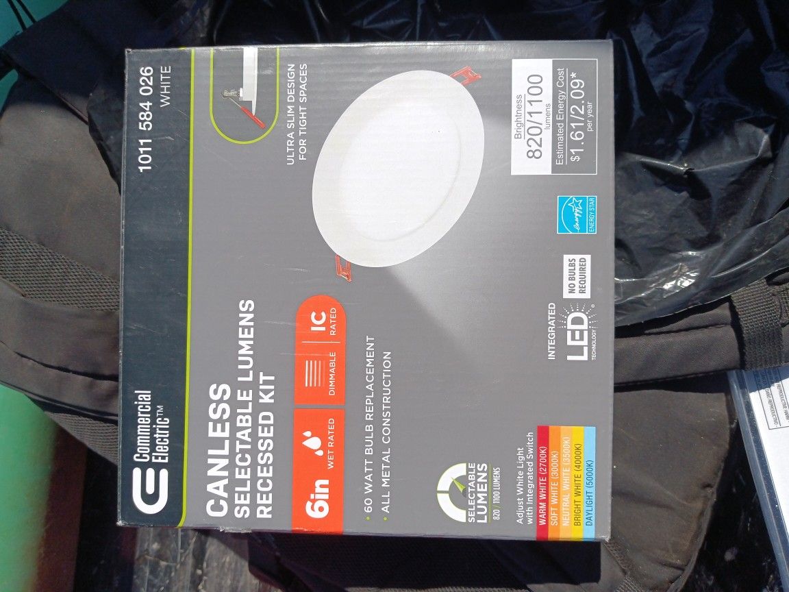 Premium Series 6 in. LED, 2-Level Lumen Select, Baffle Canless Recessed Light, Adjustable CCT