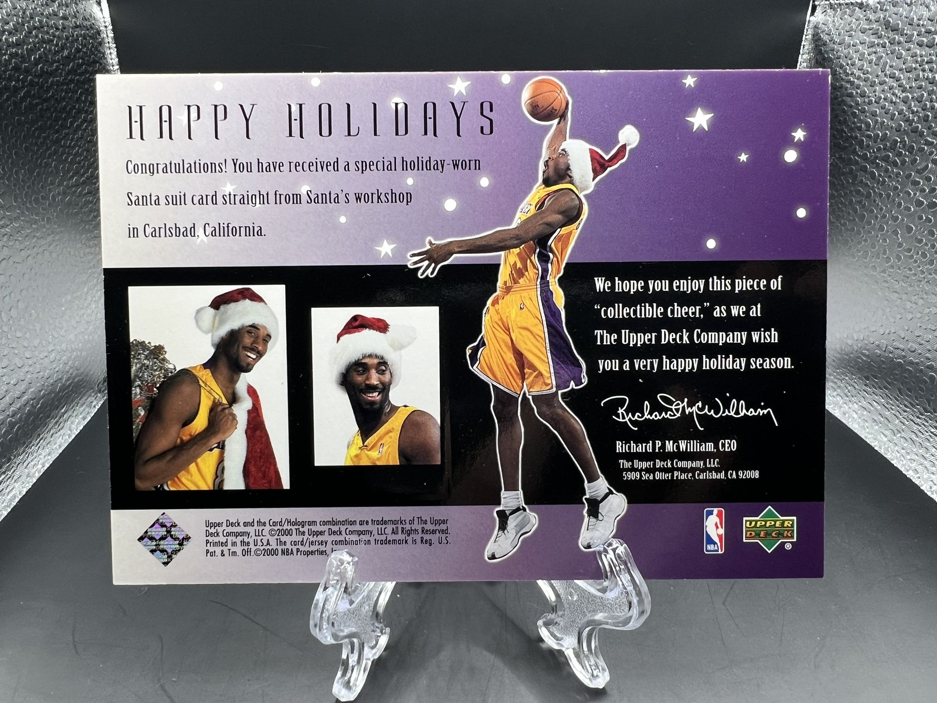 Kobe Bryant 2000 Santa Suit Patch Relic RARE Jumbo Card W/ Upper 
