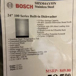 Bosch Stainless Dishwasher (brand New)