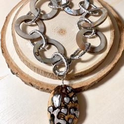 Silver Shell Bracelet With Pendant 