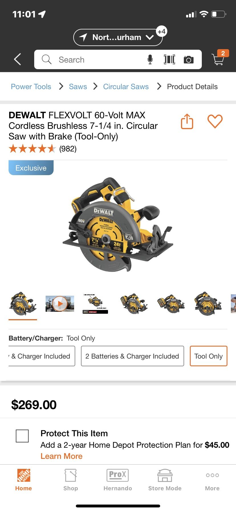 DEWALT FLEXVOLT 60-Volt MAX Cordless Brushless 7-1/4 in. Circular Saw with Brake (Tool-Only)solo Herramienta 