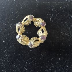 Vintage Gold And Amethyst Brooch 