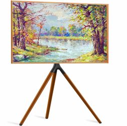 Black Easel TV Stand with Tripod Base