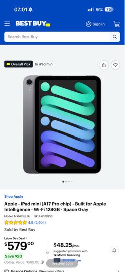 Apple iPad Mini A17 Pro 128GB Space Gray