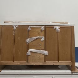 SALE - 60" Brown Solid Wood Bathroom Vanity with Marble Top (D)