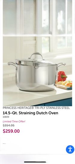 Princess Heritage Tri-Ply Stainless Steel 14.5-Qt Dutch Oven