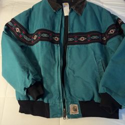 Vintage Carhartt Aztec Turquoise/Aqua 90’s Jacket