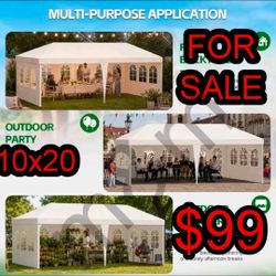 10'x20' Outdoor Canopy Party Wedding Tent White Gazebo Pavilion with Side Walls