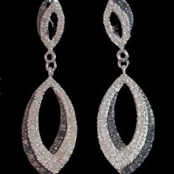 Elegant Black & White Diamond Earrings