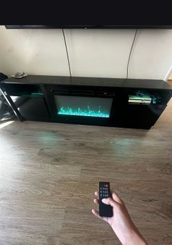 Electric Fireplace TV Stand w/ Heat, Cool & LED Lights – Remote Included!