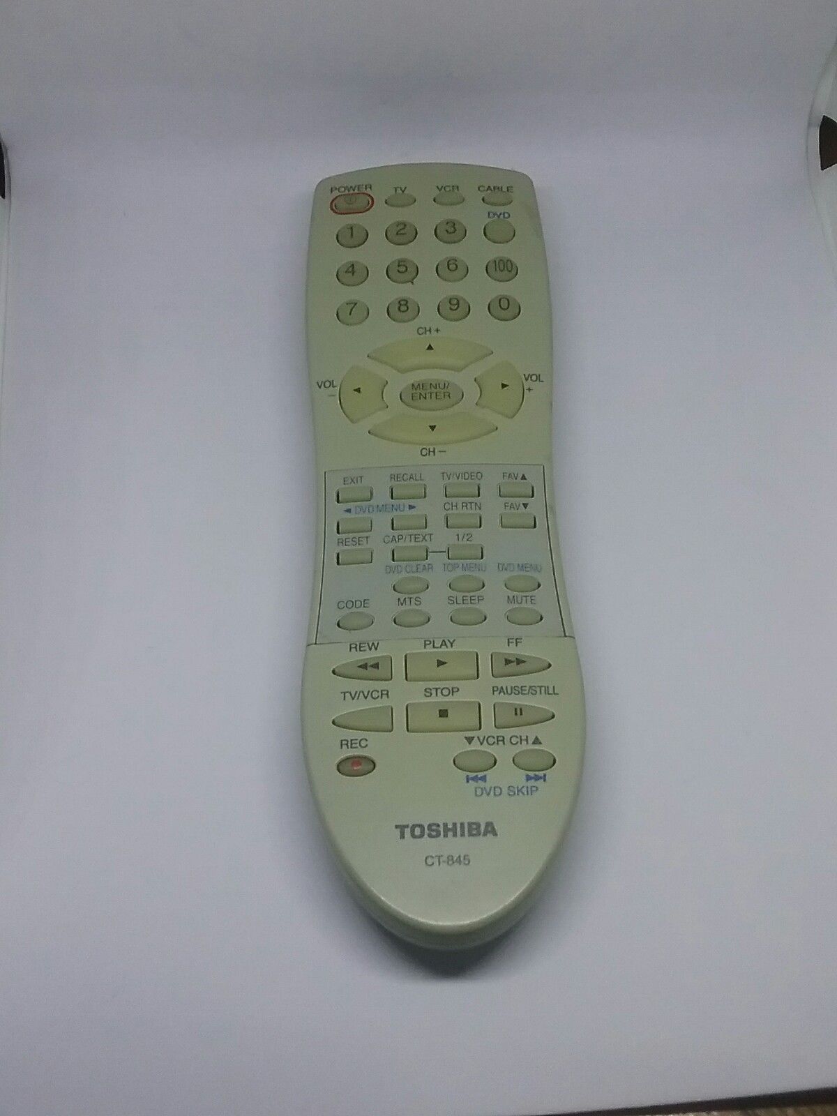 TOSHIBA CT-847 TV DVD VCR REMOTE CONTROL 14AF43 20AF43 24AF43 27AF43 24AF44 24AF
