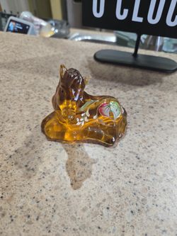 Fenton Hand Painted Amber Foal horse figurine in the Autumn Gold color. 