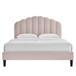 Queen Size Velvet Platform Bed Frame – Excellent Condition