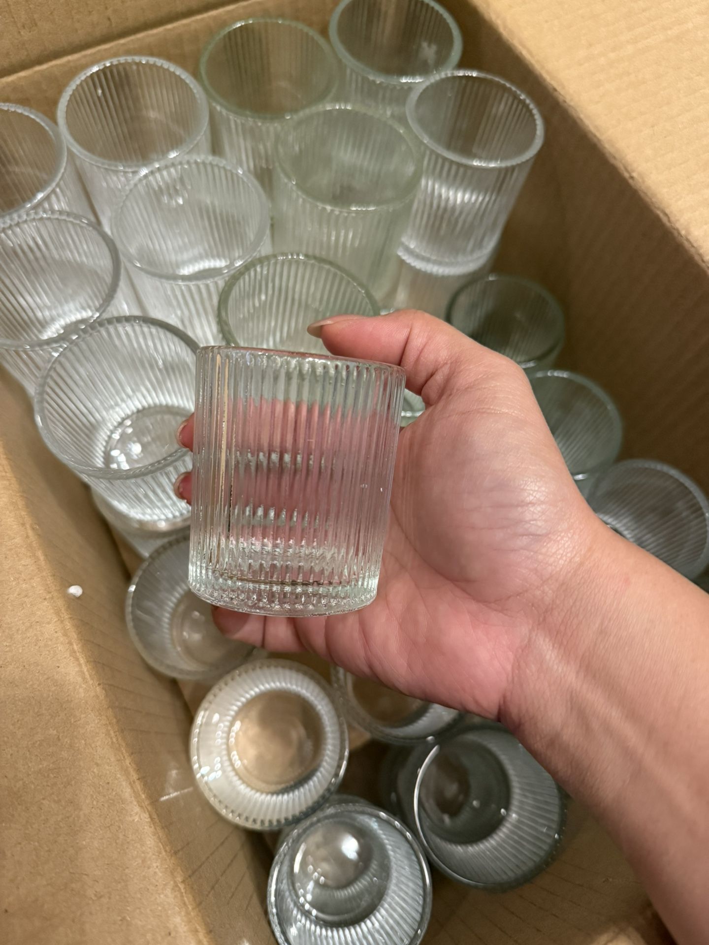 Glass votive candleholders (59) tall & (59) small sizes