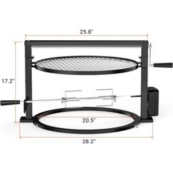 Grill Rotisserie System Adjustable Cooking Grate Attachment 22” Kettle Grill