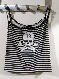 Goth crop top women's small skull stripes lucky 13
