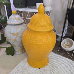 Large yellow oriental vase