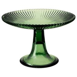 IKEA glass cake stand (green, ribbed pedestal style)