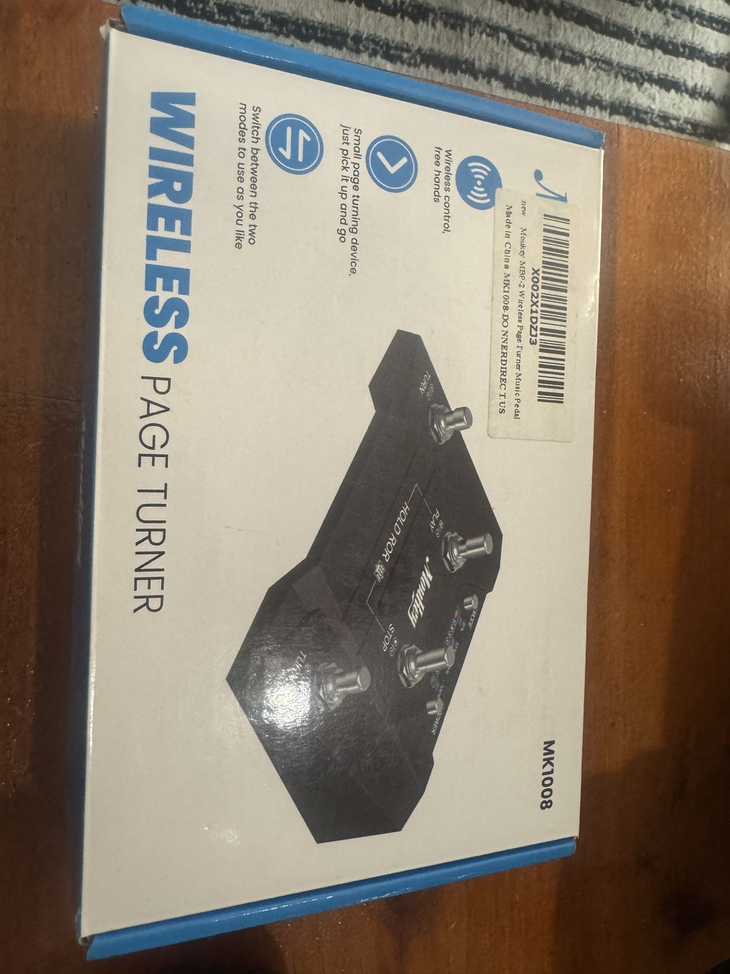 MouKey Wireless Page Turner Pedal Black, Rechargeable Model MK1008 - Brand New