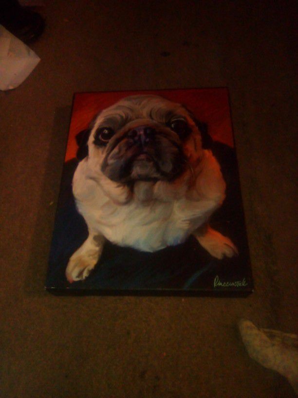 Painting Artwork Of A Pug Dog