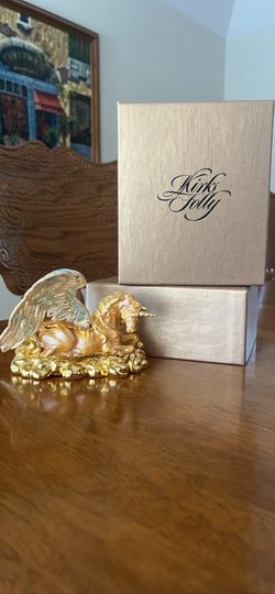 KIRKS FOLLY CLOUD WALKER ENAMEL TRINKET BOX Unicorn Pegasus Winged Horse VINTAGE