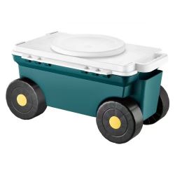  Garden Scooter with Seat, 2 in 1 Rolling Garden Cart with Storage Bin, Supports up to 227 lbs, Outdoor Wagon with Handle, Lightweight Storage Gardeni