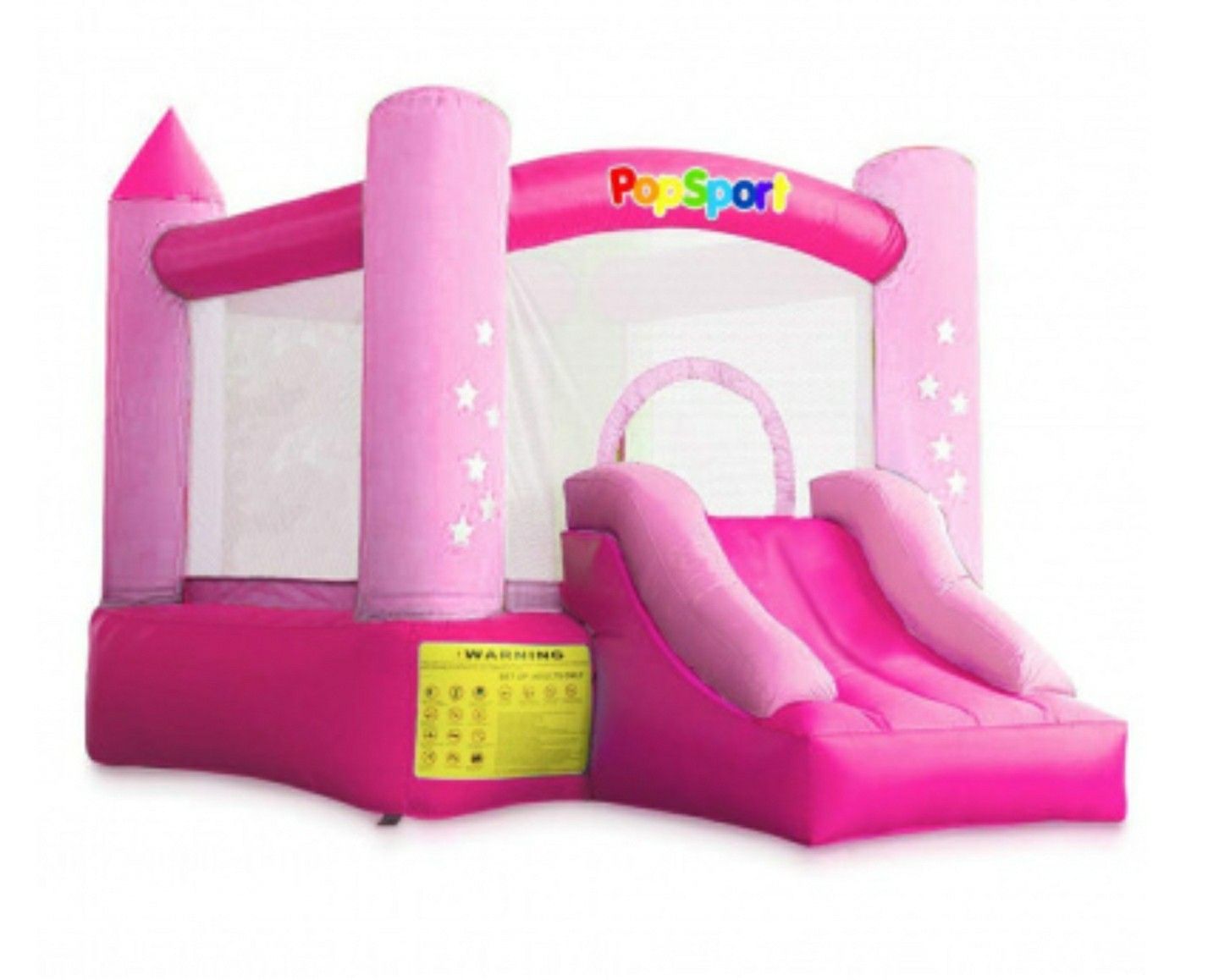 POPSPORT Inflatable Castle Bounce Outdoor Bounce Castle with Slider Blower Indoor Inflatable Bounce for Kids (9.5x6.5x6.5Ft Red Pink)