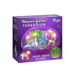 Bryte Unicorn Garden Terrarium Craft Kit for Kids Paint Grow Light