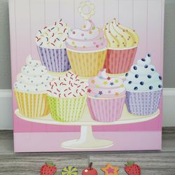 Magnetic Hanging Cupcake Picture Board w/ Five Magnets - 16" x 16"