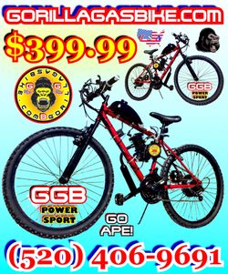 NEW FULLY MOTORIZED BIKE $399.99 100 mpg 30+ mph keep it under 20 mph Wear helmet use lights Pedal start Pedal or moto