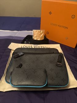 Louis Vuitton Trio Messenger Gray Turquoise Blue Eclipse Black Reverse
