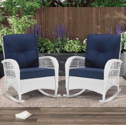 Brand new in box - set of 2 white wicker rocking chairse