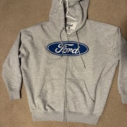 Grey and blue Ford zip-up hoodie