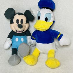 12” Disney Baby NWT Pastel Mickey Mouse + Donald Duck
